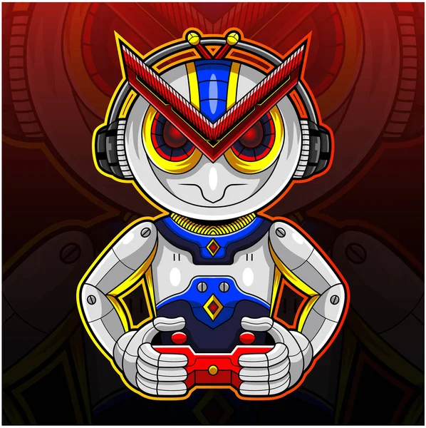 Robotický Gamer Sport Maskot Logo Design — Stockový vektor