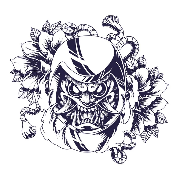 Oni Daruma Projekt Logo Maskotki — Wektor stockowy