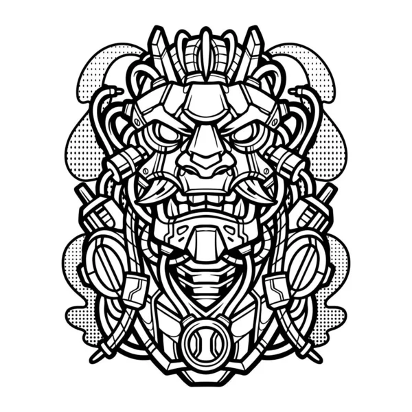 Логотип Винтажного Талисмана Oni Mecha — стоковый вектор