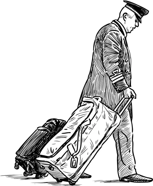 Gepäckträger mit den Koffern — Stockvektor