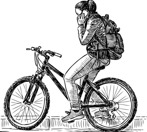 Meisje op de fiets — Stockvector