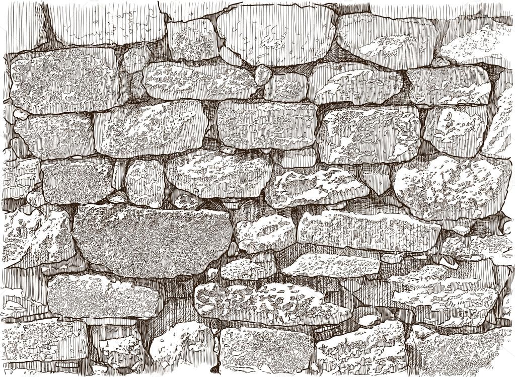 Drawing Of A Stone Wall Sketch Of The Stone Wall Stock Vector C Alekseimakarov