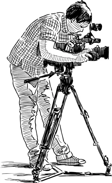 L'homme tourne la vidéo — Image vectorielle