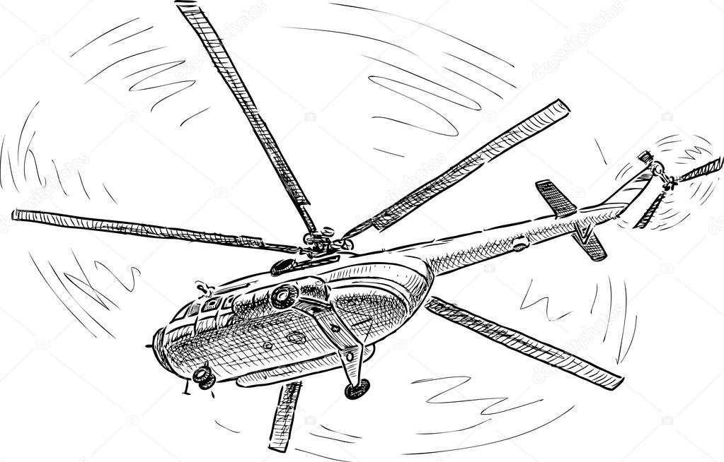 helicopter in the flight