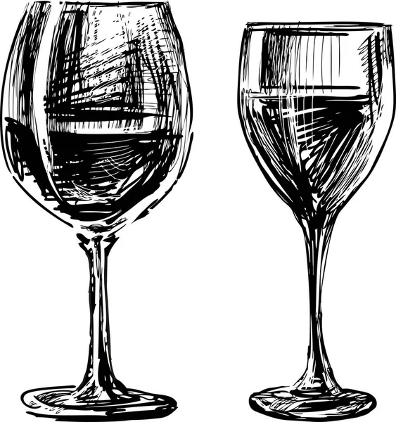 Desenhos Mão Livre Dois Copos Vinho Abstratos —  Vetores de Stock