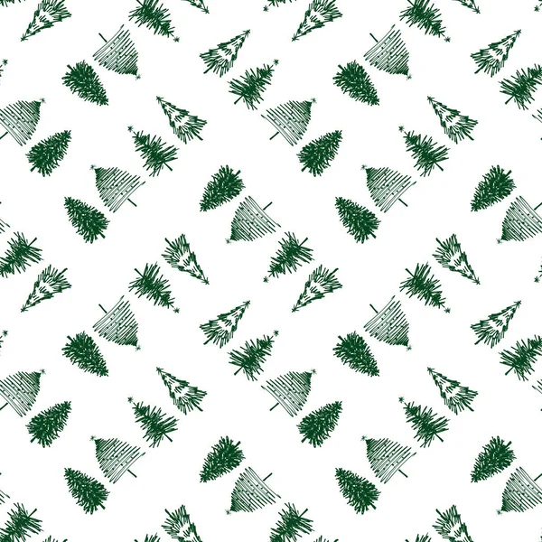 Nahtloser Vektorhintergrund Verschiedener Weihnachtsbäume — Stockvektor