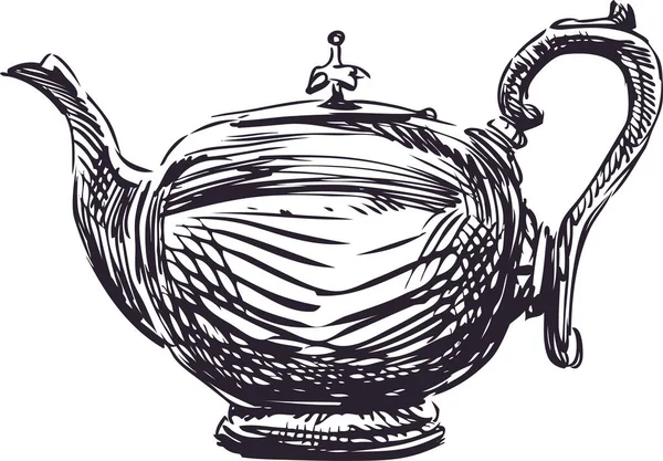 Freehand Drawing Vintage Tea Kettle — Stockvector