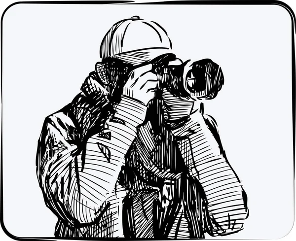 Vrijstaande Tekening Van Fotografieopnamen Camera — Stockvector