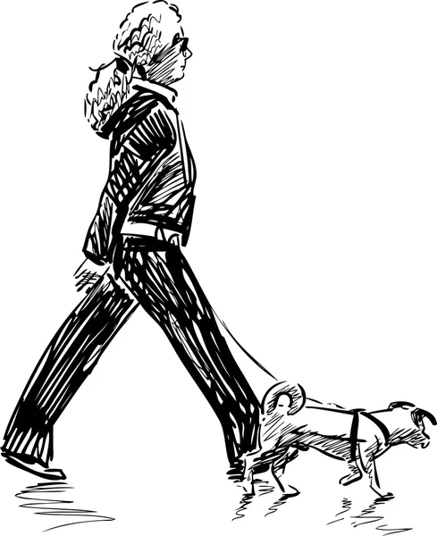 Женщина со своей собакой — стоковый вектор