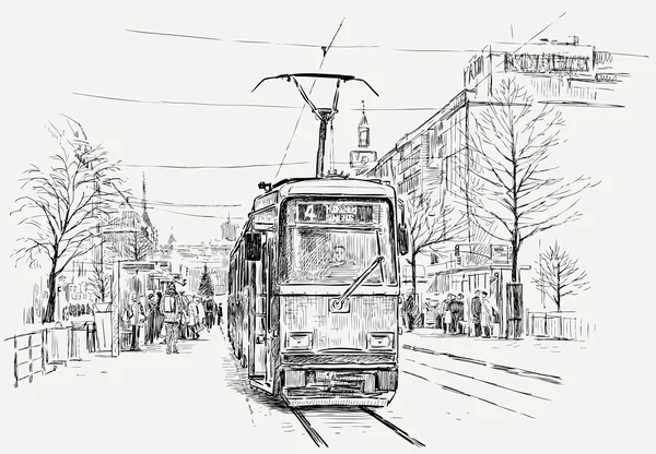 Tramvaje ve velkém městě — Stockový vektor