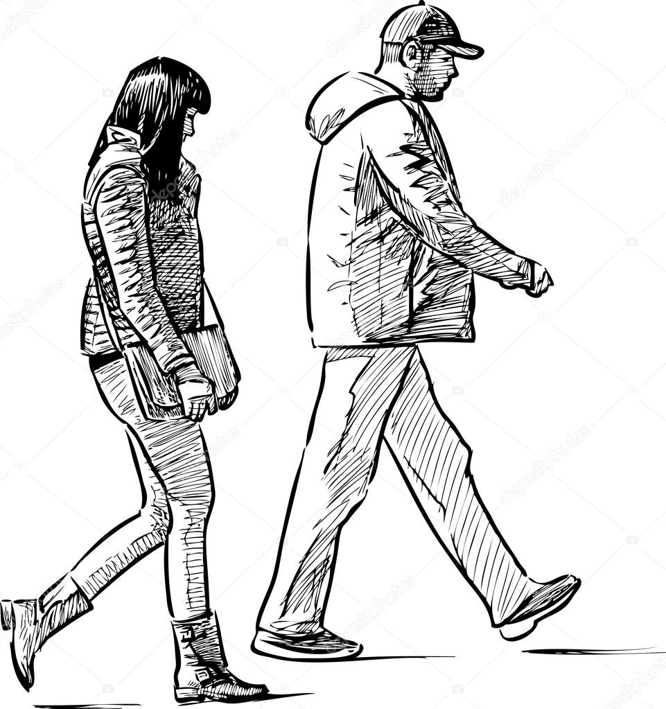 Striding people