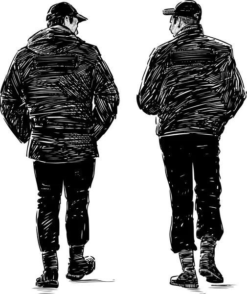 Deux hommes marchant — Image vectorielle