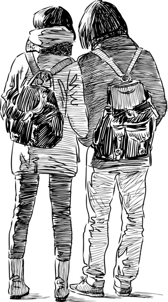 Croquis du jeune couple — Image vectorielle