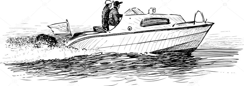 Speed Boat sketch line art illustration 9275560 Vector Art at Vecteezy