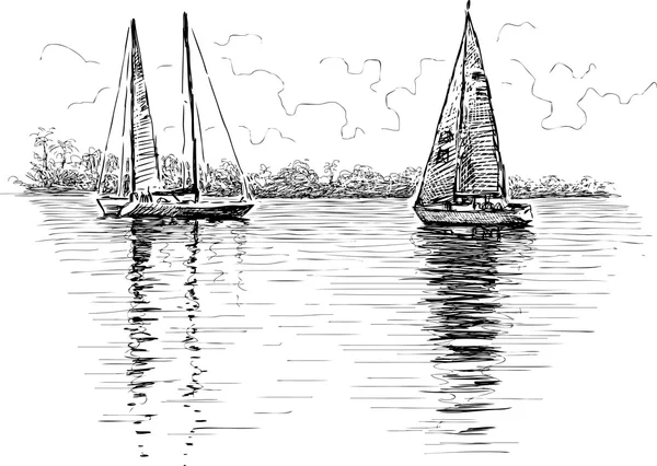 Barcos de vela — Vector de stock