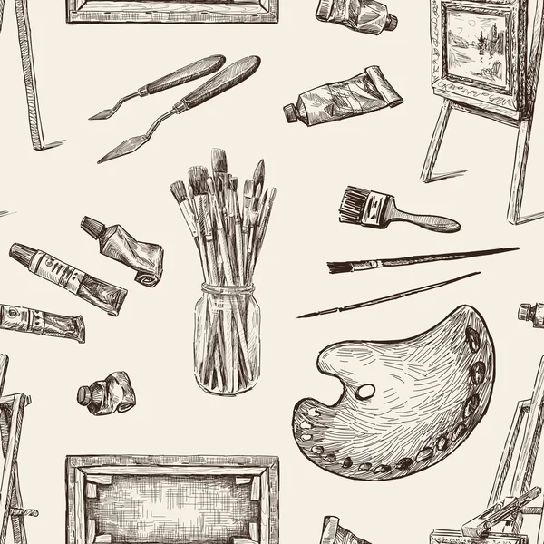 Візерунок інструментів для малювання — стоковий вектор