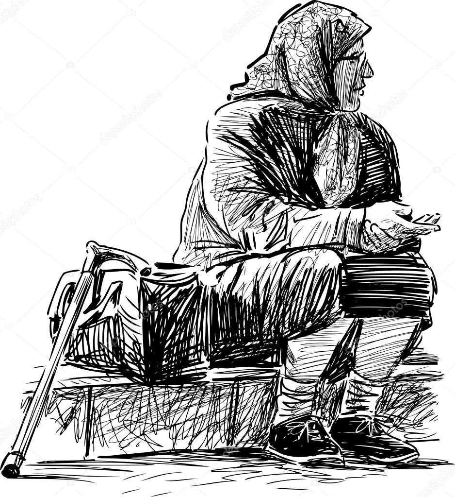 Poor old woman — Stock Vector © alekseimakarov #82671612