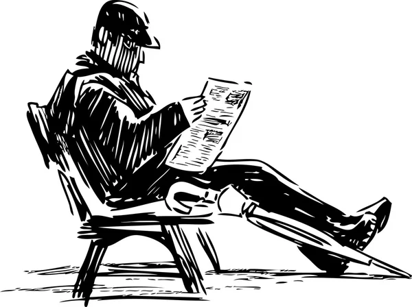 Homem lendo um jornal — Vetor de Stock