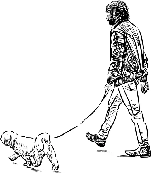 Homme avec son chien — Image vectorielle