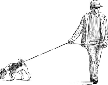 adam ve köpeği yürüyüşe