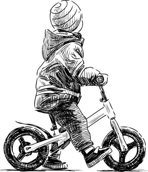 Copil pe bicicletă — Vector de stoc