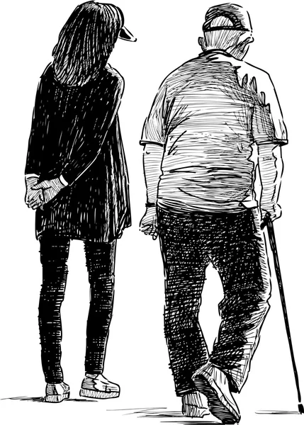 Grand-père et petite-fille — Image vectorielle