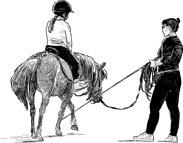 Koně jezdecké lekce — Stockový vektor