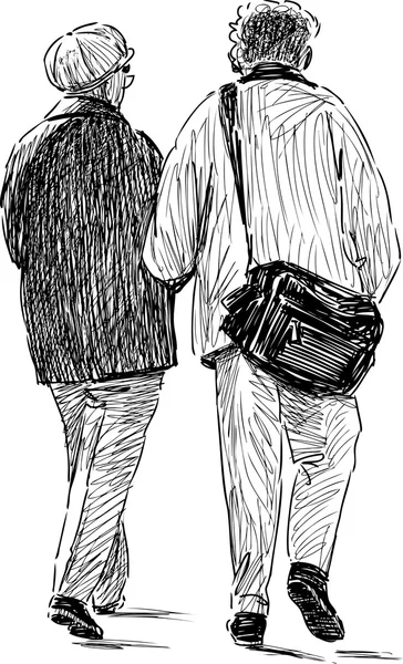 Elderly spouses walking — Stock Vector