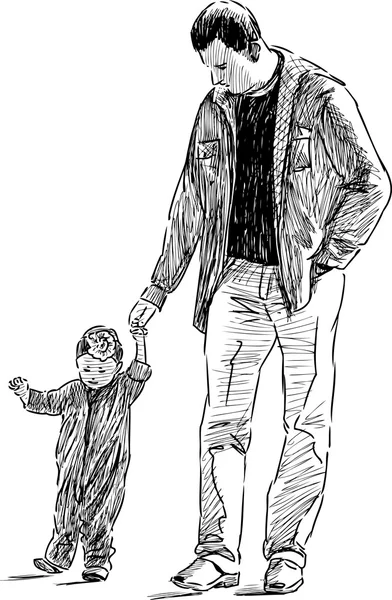 Pai com o seu bebê — Vetor de Stock