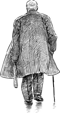 yaşlı bir adam bir yürüyüş