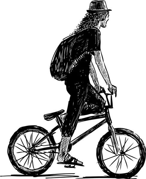 Ciclista en un sombrero — Archivo Imágenes Vectoriales