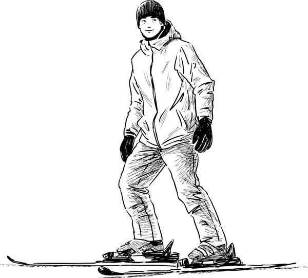 Teenager-Skifahren — Stockvektor