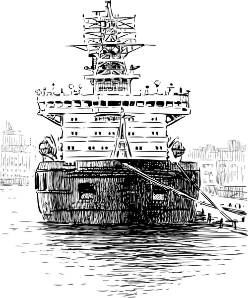 Grote schip in een haven — Stockvector