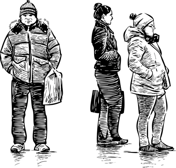公民在公共汽车站 — 图库矢量图片