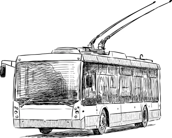 Ville trolleybus croquis — Image vectorielle