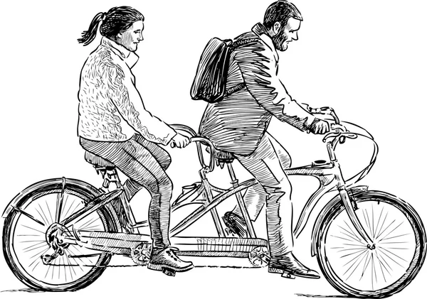 Osoby jeździć tandem — Wektor stockowy