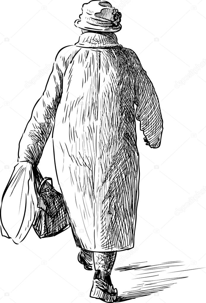 elderly woman for a walk