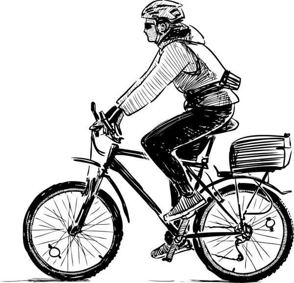 Sketch of cyclist — Stock Vector