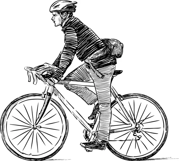 Эскиз городского велосипедиста — стоковый вектор