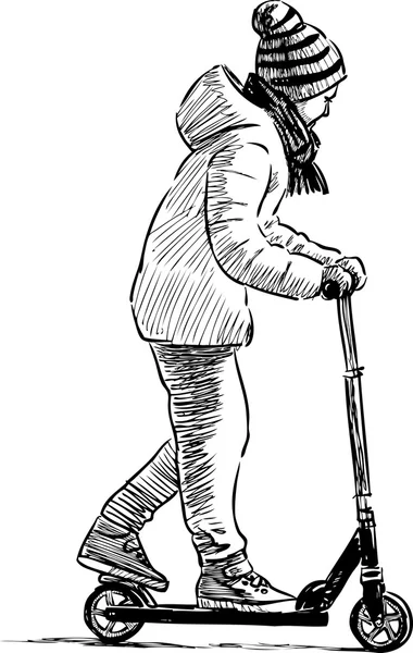 เด็กบนสกูตเตอร์ — ภาพเวกเตอร์สต็อก