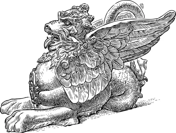 A mitikus dragon szobor — Stock Vector