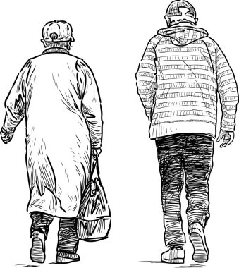 walking old people clipart