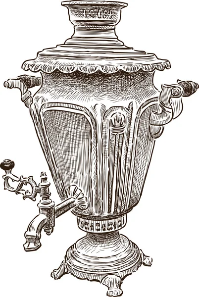 Vecchio schizzo samovar — Vettoriale Stock