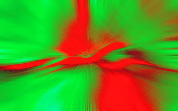 中央に模様のある緑と赤の美しい抽象化 光の速さで動く — ストック写真