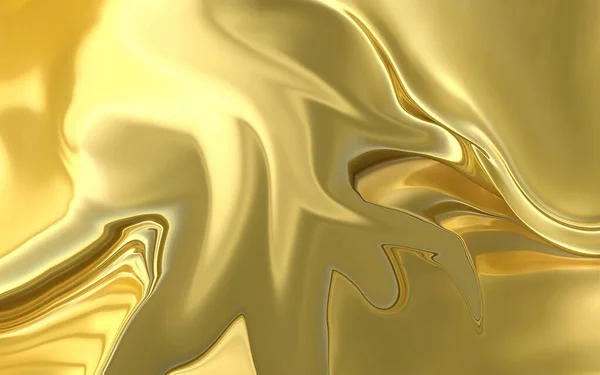 Heldere Gouden Abstractie Met Ongelijke Lijnen Vloeibaar Goud Stroomt Naar — Stockfoto