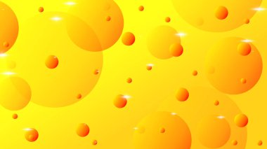 Sarı arka planda sarı ve turuncu toplar. Balonlu ve yıldızlı çok renkli güzel bir soyutlama..