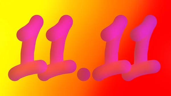 3 boyutlu görüntüleme. Değişken sarı-kırmızı arkaplanda 11.11. Kara Cuma 'nın tarihi. 11 Kasım.