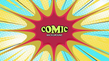 Bulut ve nokta yarım tonlu pop sanat arkaplanı. Çizgi film Vektör İllüstrasyonu 