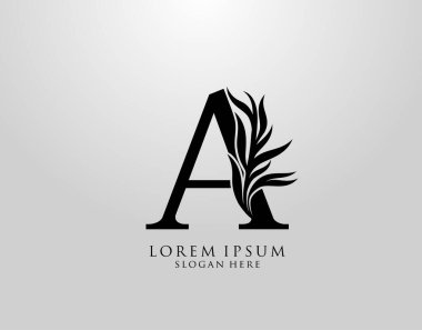 A harfi, doğanın logosu, alfabetik yaprak simgesi..