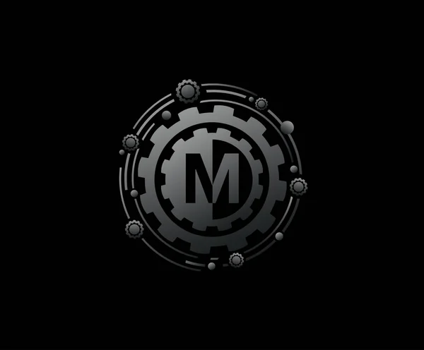 Letter Metar Gear Icon Design Perfect Automotive Machine Industrial Logo — 스톡 벡터